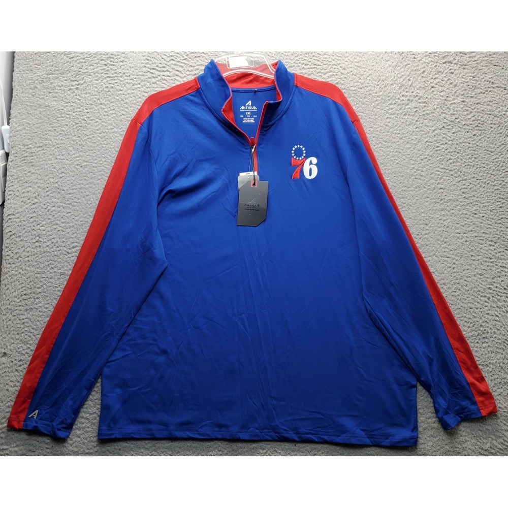 NBA Philadelphia 76ers Antigua 1/4 Zip Pullover Basketball Sports Mens 2XL Multi